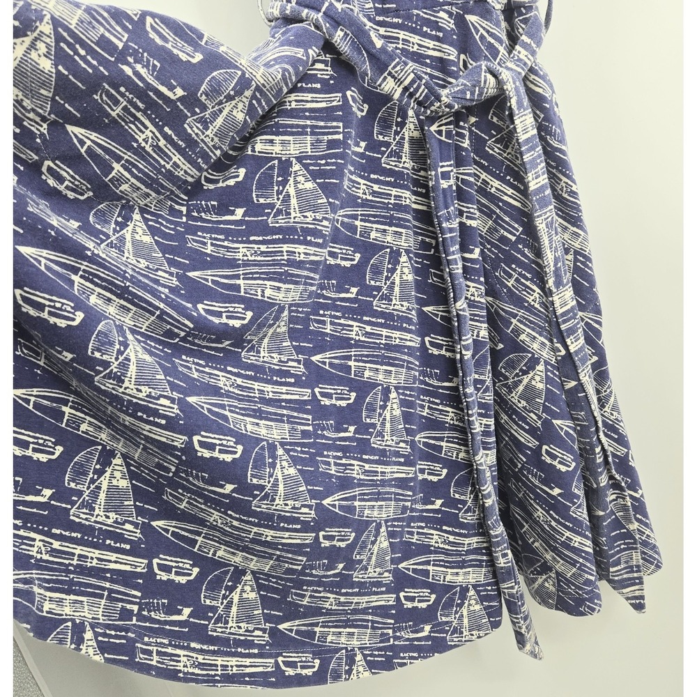 Effie's Heart Dress Woman's Medium Fit Flare Blue Sail Boat Belted Pockets - Picture 4 of 11